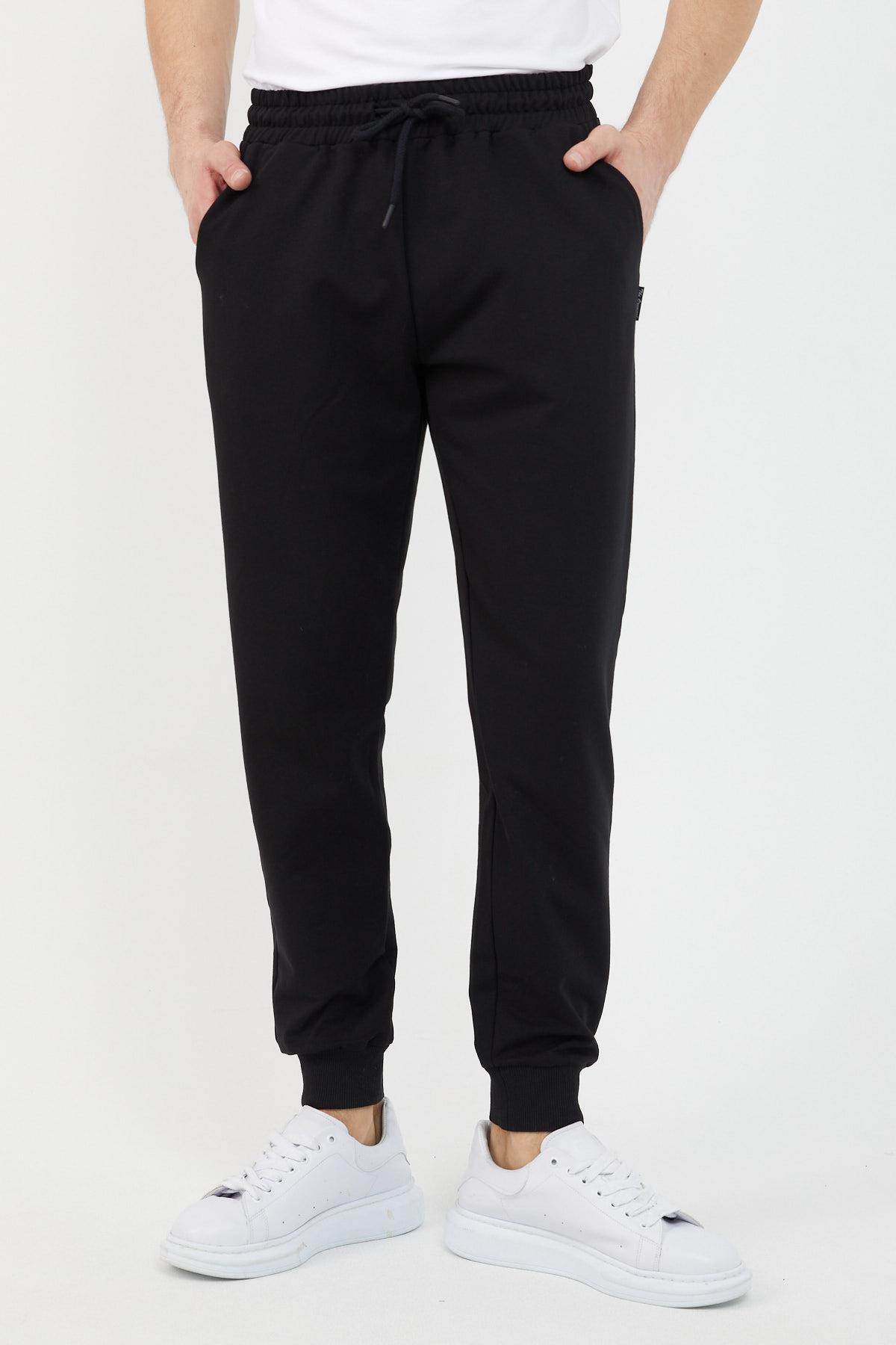 Men's Black Sweatpants Standard Fit Comfortable Fit with Pockets