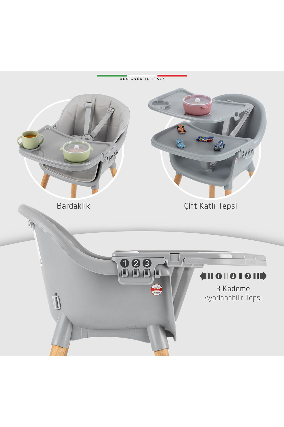 Elele Verona 2 4in1 Ahşap Bebek Mama Sandalyesi ve Mama Oturağı Deri Pedli Ekru fotoğrafı 6 (önizleme)