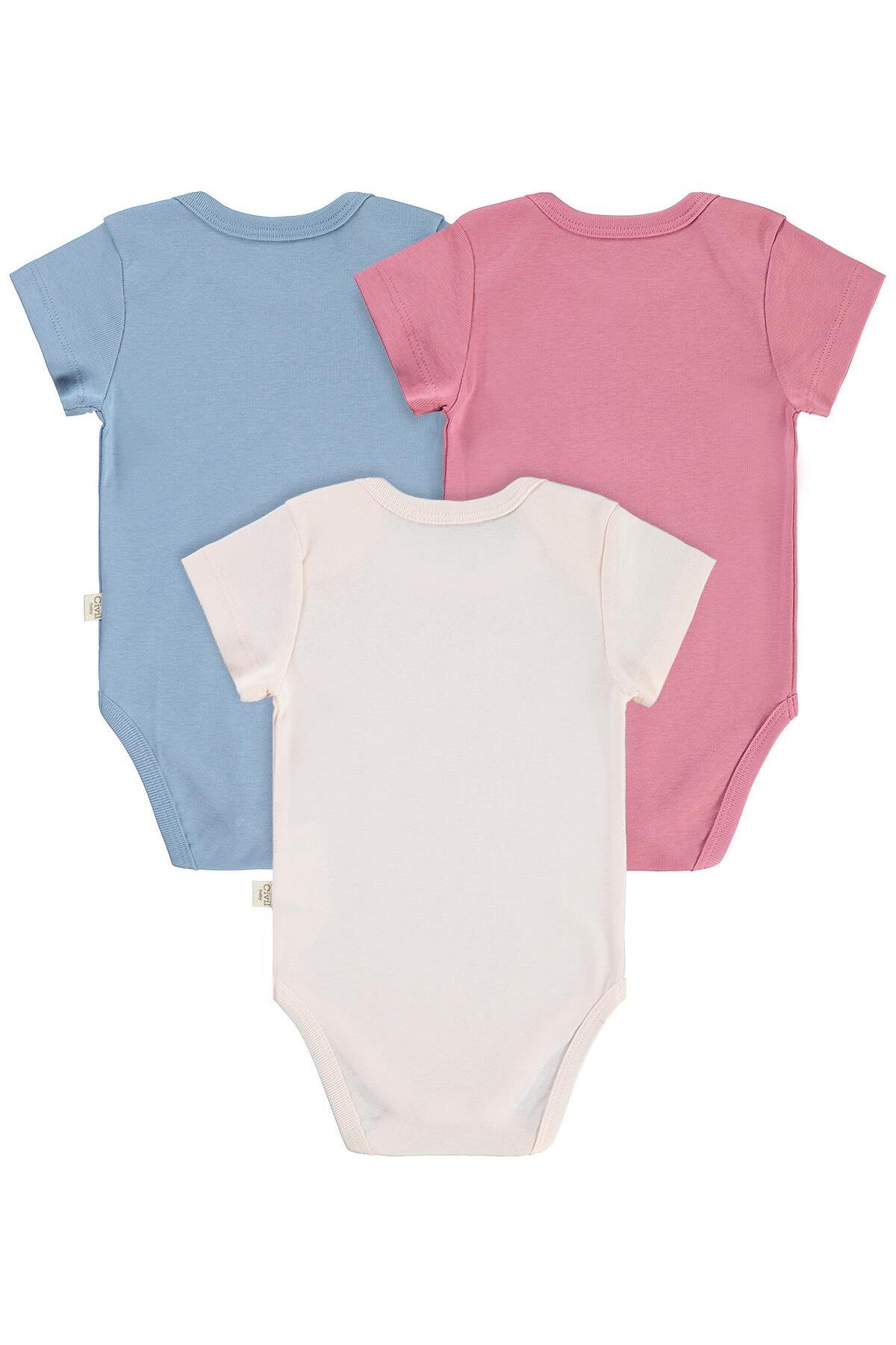 Civil Baby Basıc 3 Lü 0-36 Ay Çıtçıtlı Badi - Pudra 6-9 Ay fotoğrafı 5 (önizleme)