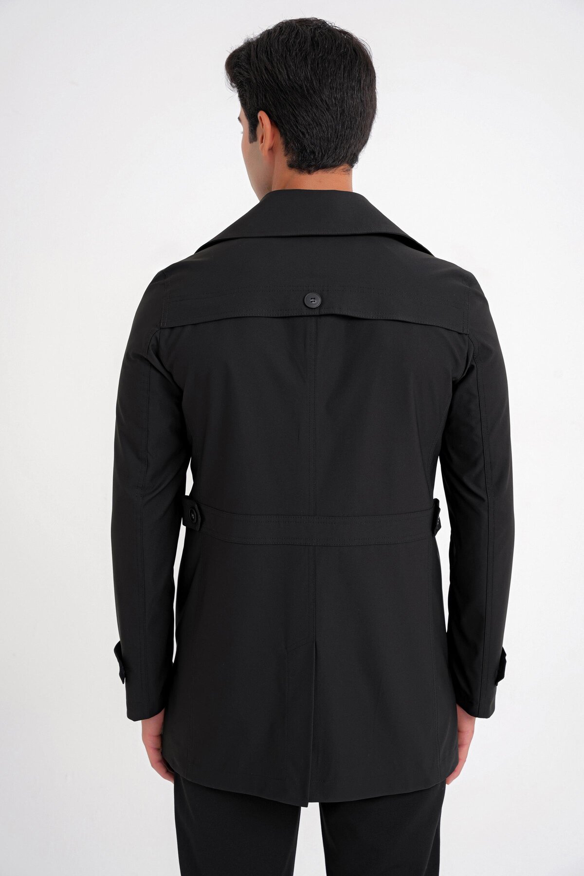 Erkek Slim Fit Siyah Kaban KA 093 — مشکی KA093K0725 — تصویر 7 از 7