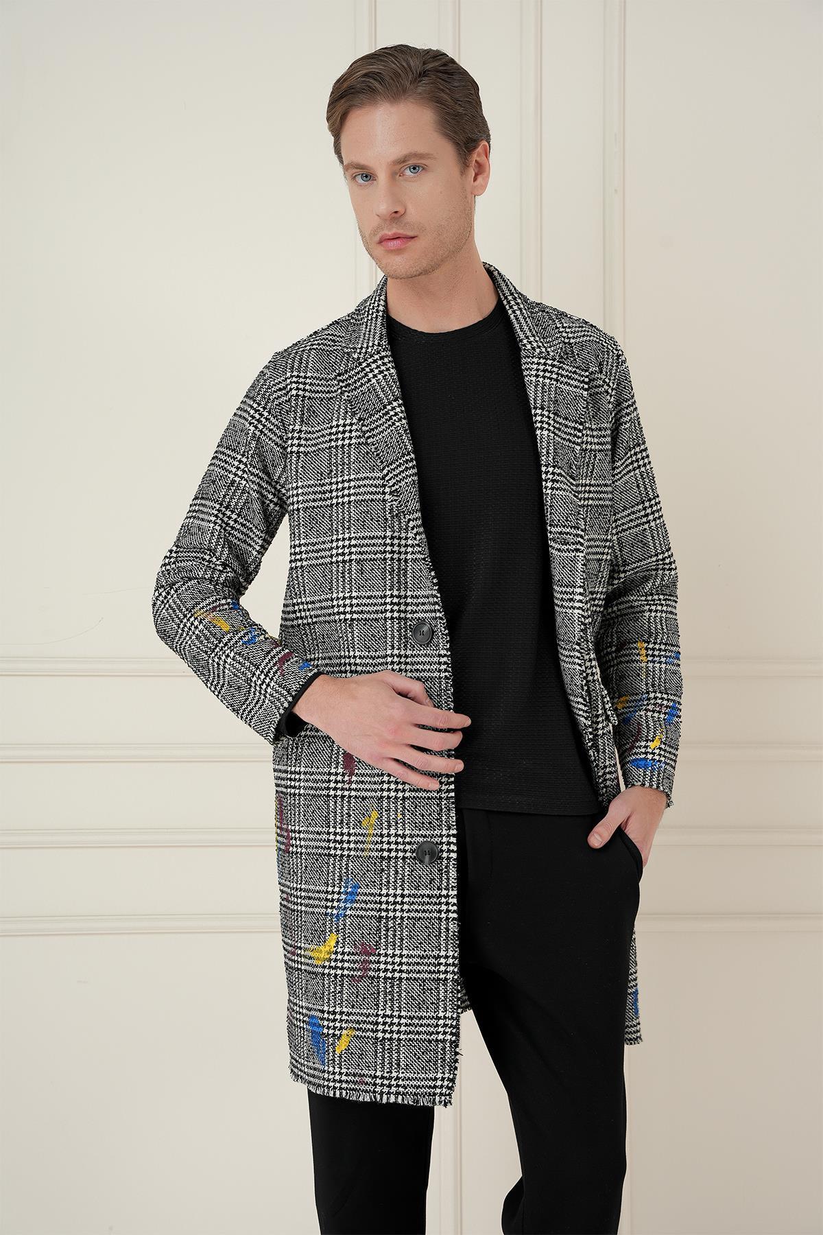 Efor  PLT 086 Slim Fit Siyah-Beyaz Spor Palto - Görsel 2