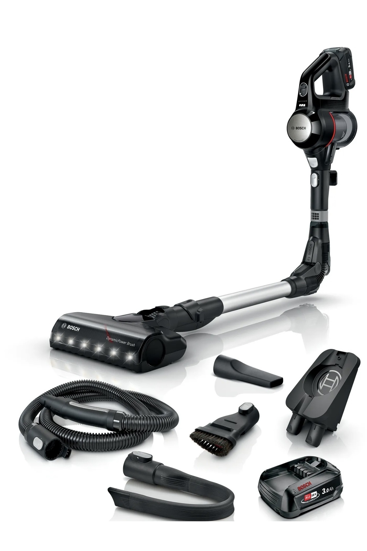 Bosch Unlimited 7 Çift Bataryalı 10 Yıl Motor Garantili Siyah Şarjlı Dikey Süpürge