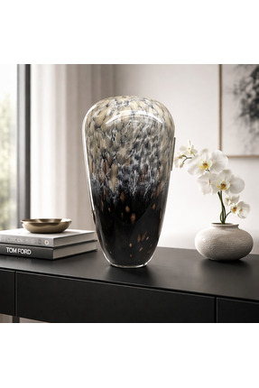 Lorena Home Decor Siyah Cam Uzun Vazo