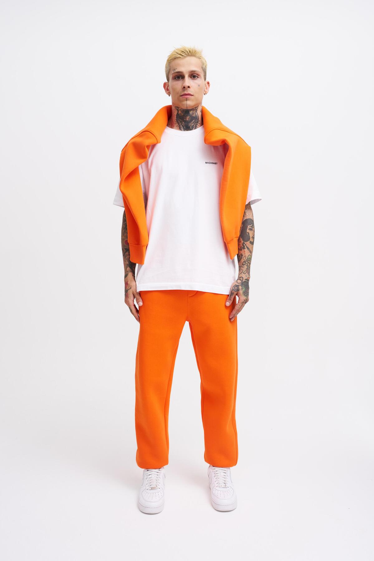 Machinist  Erkek Relaxed Jogger Basic Eşofman Altı Neon Turuncu - Görsel 5