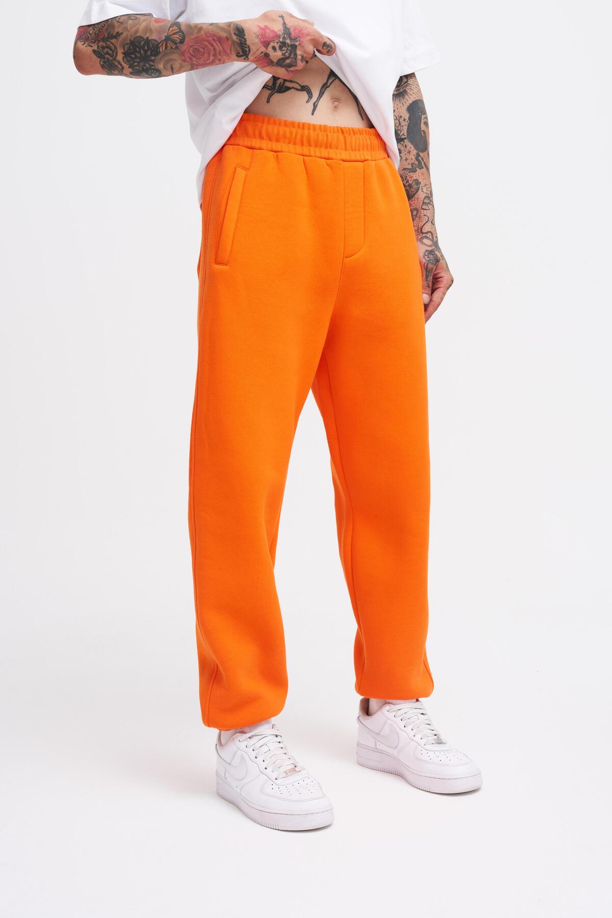 Machinist  Erkek Relaxed Jogger Basic Eşofman Altı Neon Turuncu - Görsel 2