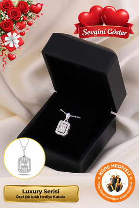 Lucente Jewellery Işıklı Hediye Kutulu Baget Taşlı 925 Ayar Gümüş Kaplama Tek...