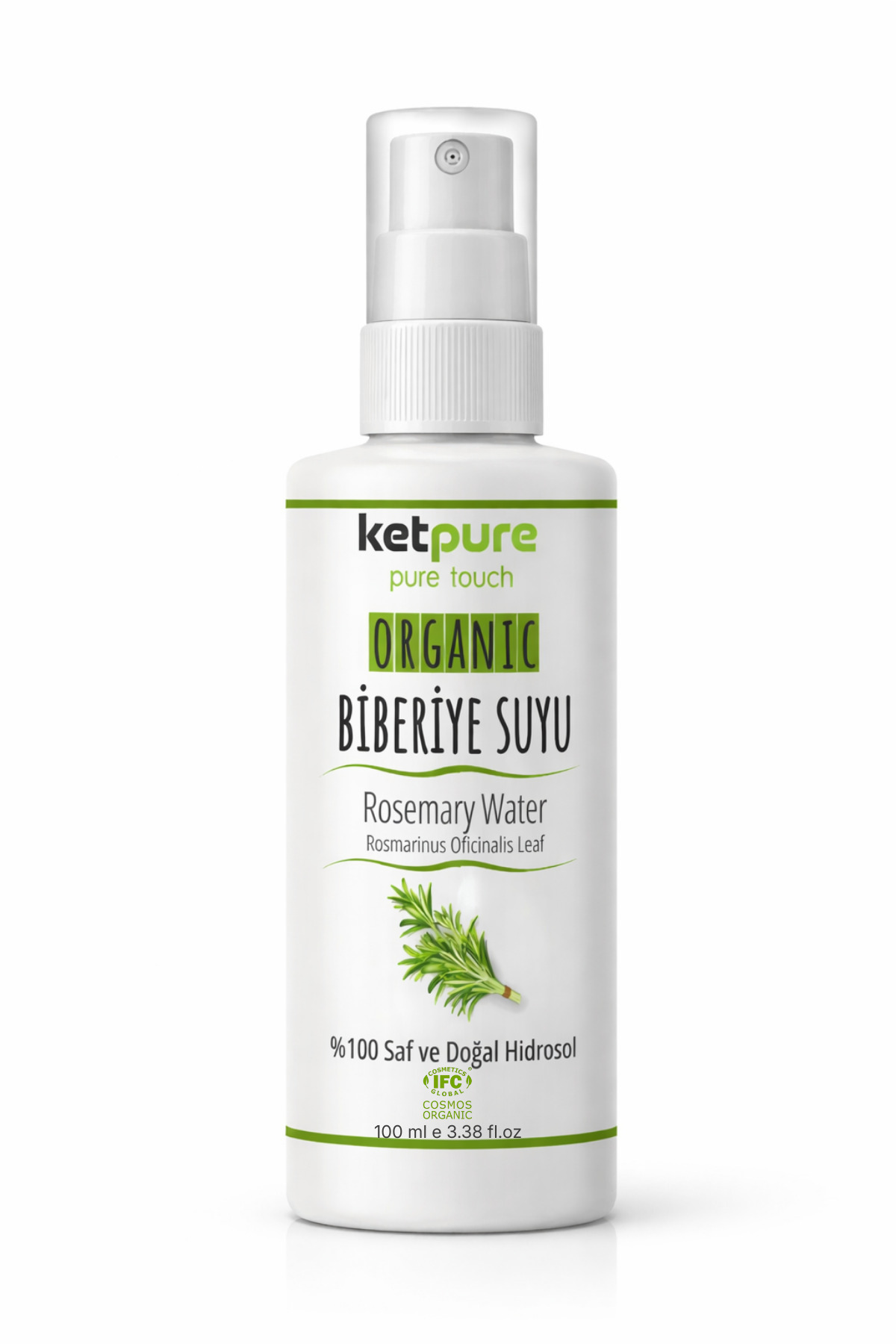 ketpure آب رزماری خالص ارگانیک (هیدروسول) - برای مراقبت طبیعی از مو و پوست - 100 میلی لیتر - BIBERIYEHD