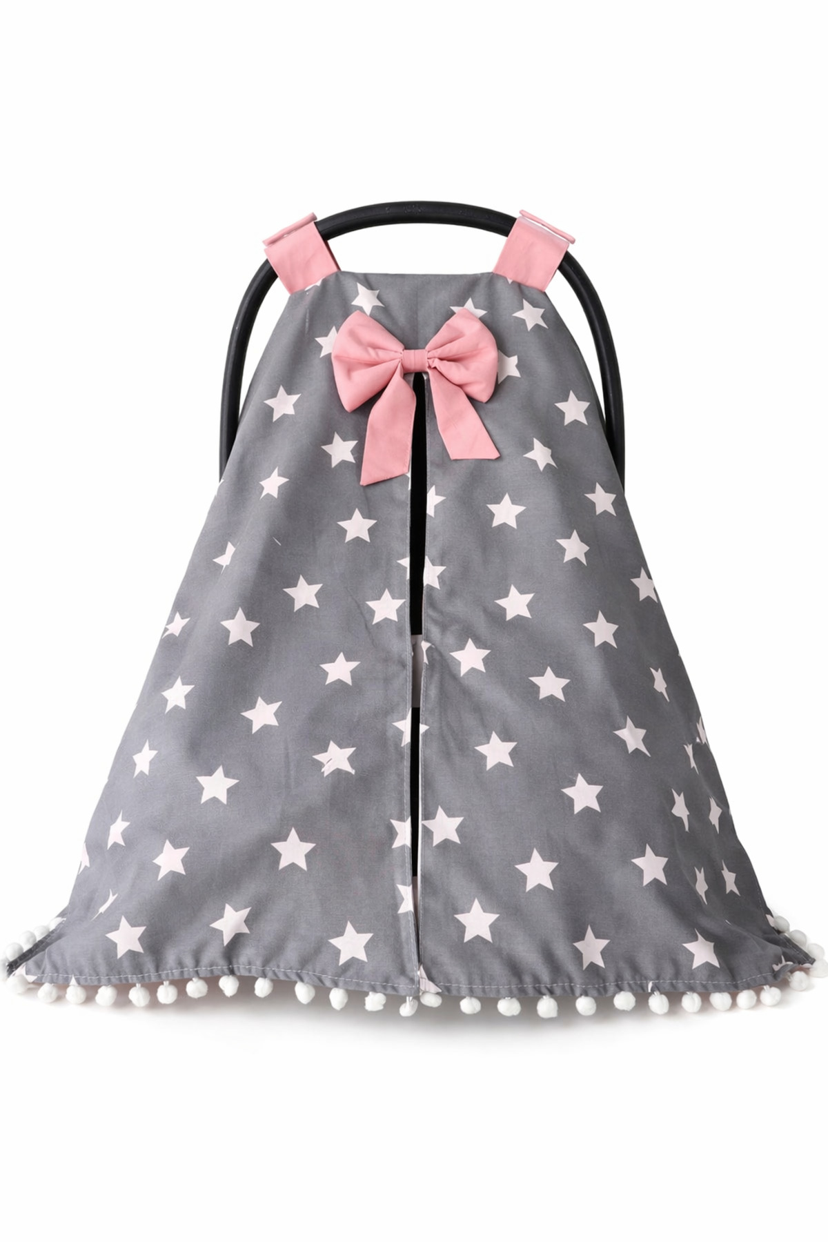 Genel Markalar Gri Yıldız Ponponlu Tasarım Puset Örtüsü ve Puset Minderi fotoğrafı 3 (önizleme)