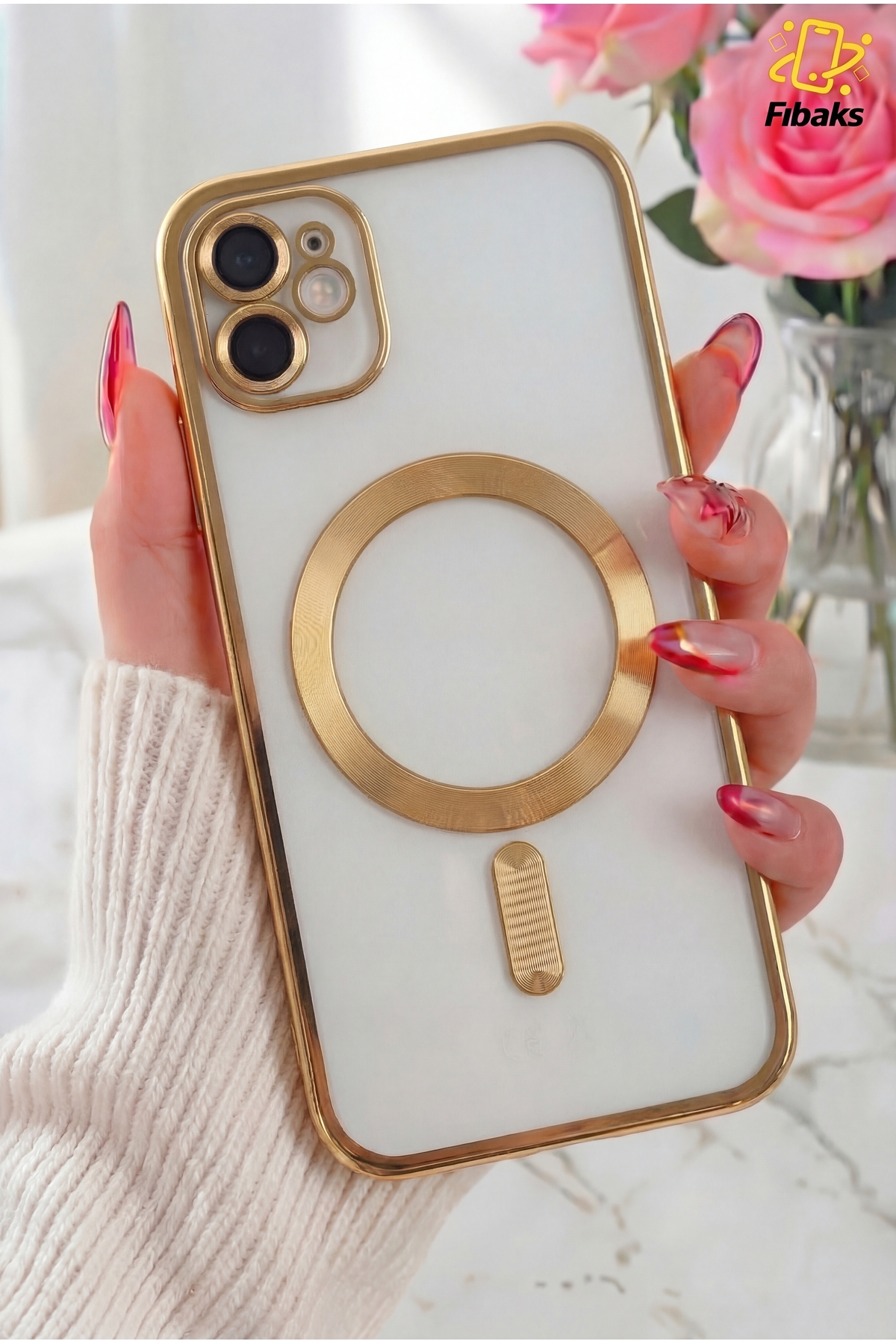 iPhone 11 Case Camera Lens Protected Magsafe Charging Lock Transparent Color Soft Cover Gold