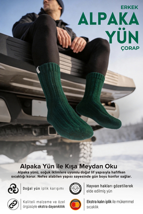 Bolero Erkek Alpaka Yün Kışlık Çorap Haki