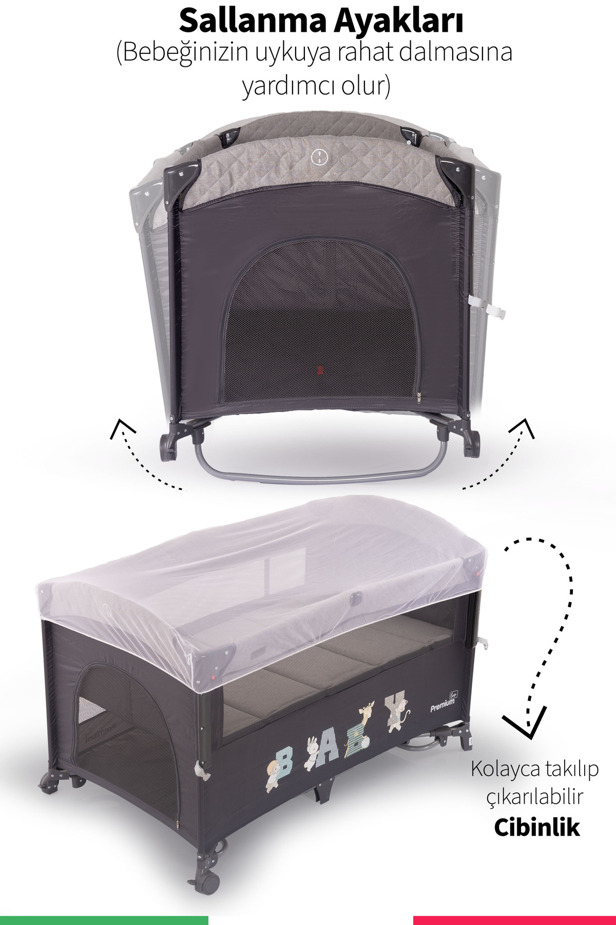 Prego Premium Anne Yanı Oyun Parkı 70*120 Cm GRİ + Yatak Hediyeli GRİ fotoğrafı 5 (önizleme)