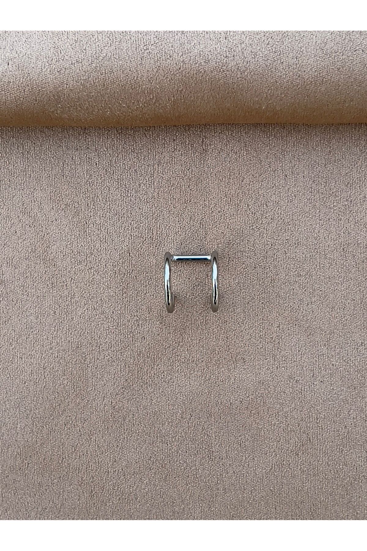 Piercing Market Steel & Silver Deliksiz Sıkıştırma Unisex Fake Dudak Burun Kulak Kıkırdak Septum 316l Cerrahi Çelik Ear Cuff Küpe görsel 6