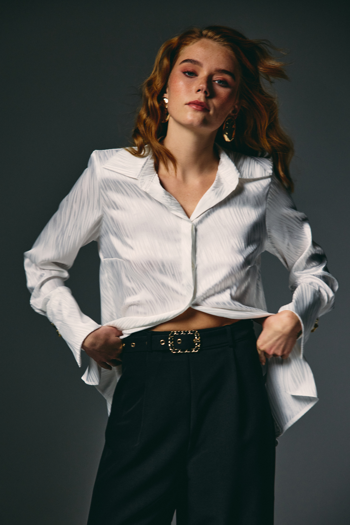 Sateen  Zebra Desenli Gömlek - Ekru - Görsel 4