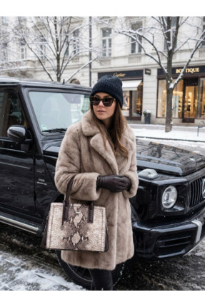 VOSTRO %100 Hakiki Deri Kadın Kahve Bej Rugan El ve Omuz Çantası-El Yapımı İt...