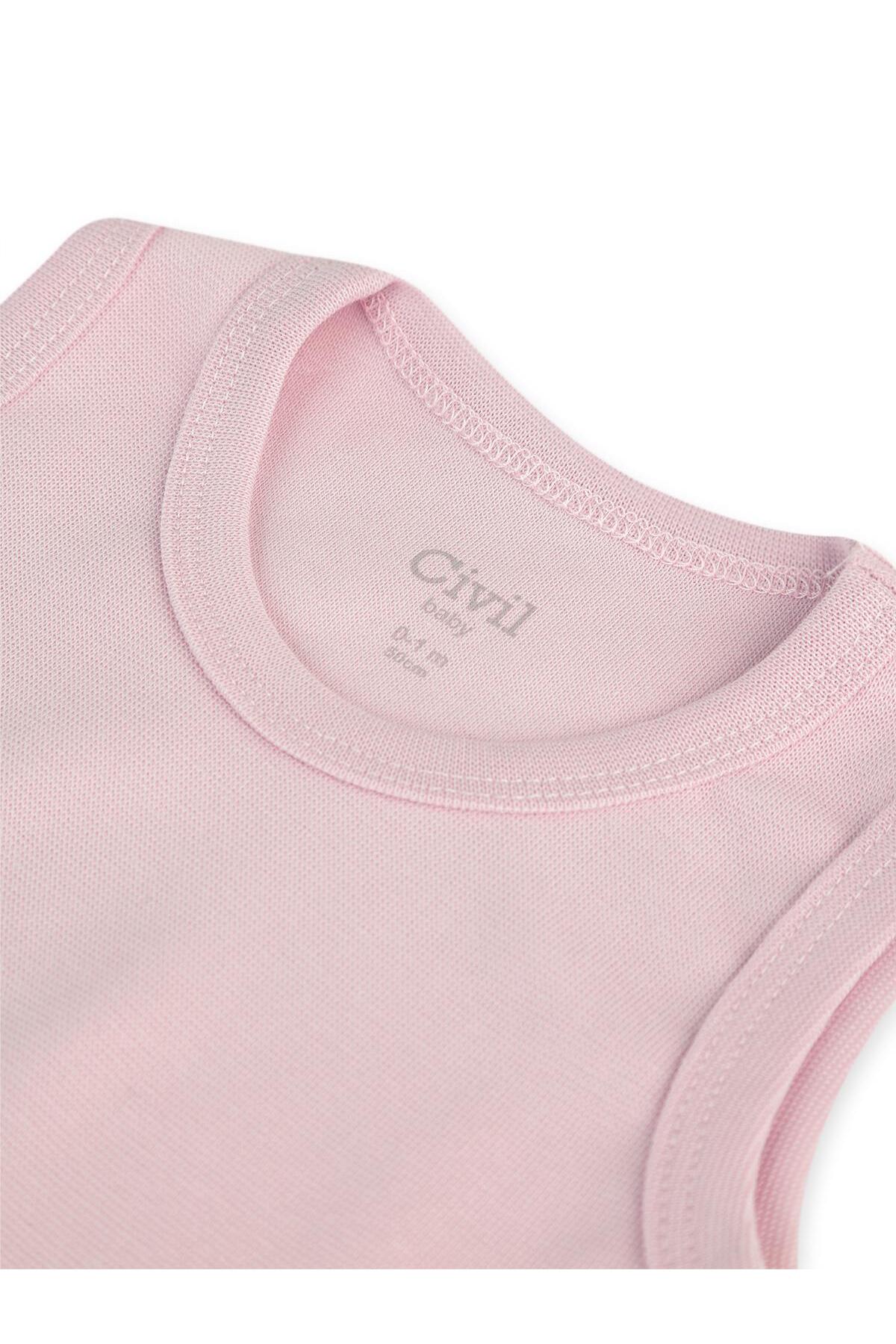 Civil Baby Organik 5 li Sıfır Kol Çıtçıtlı Badi - Pembe fotoğrafı 7 (önizleme)