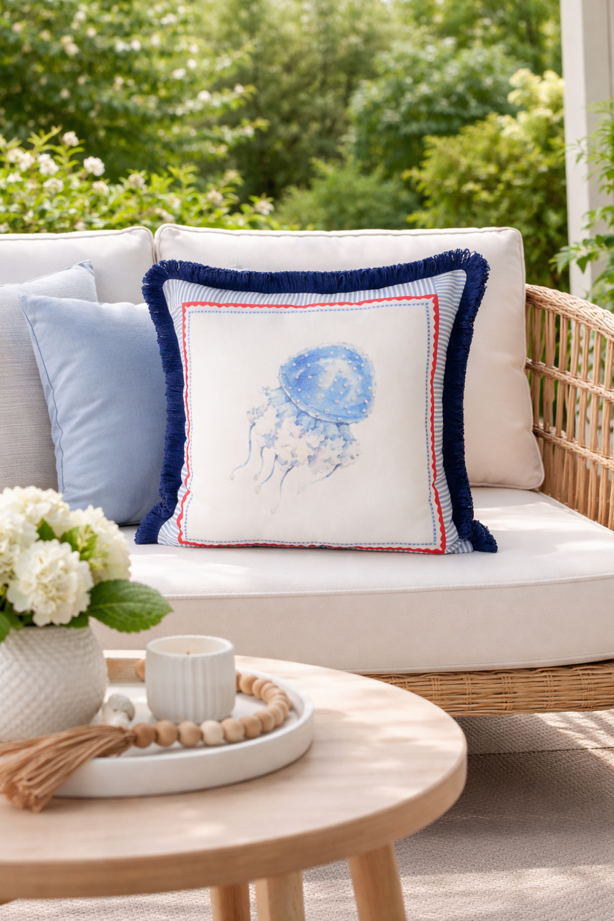 Marine, Sea, Summer, Boat, Yacht, Tassel, Modern, Country, Bohemian 50x50 Decorative Pillow Case
