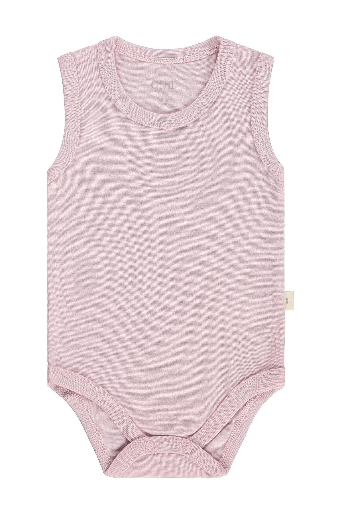 Civil Baby Organik 5 li Sıfır Kol Çıtçıtlı Badi - Pembe fotoğrafı 6 (önizleme)
