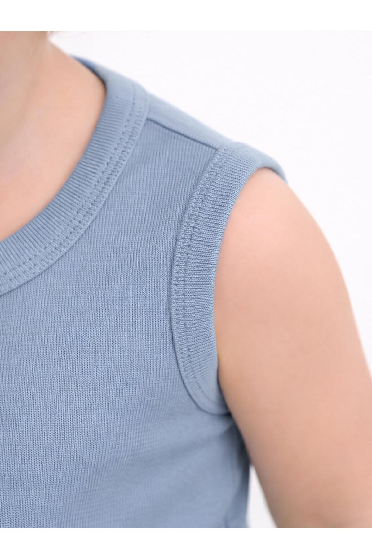 Civil Baby Organik 5 li Sıfır Kol Çıtçıtlı Badi - Mavi fotoğrafı 3 (önizleme)