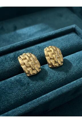 ayoljewelry Çelik Gold Oval Küpe