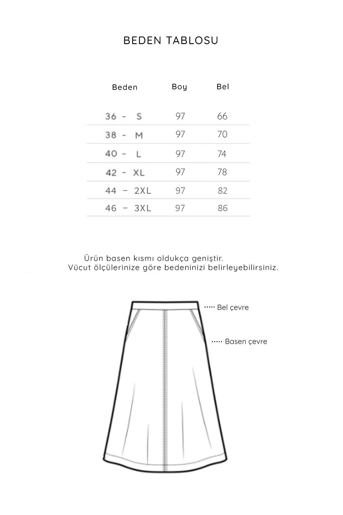 praye  Etnik Desenli Şifon Etek Yeşil - Görsel 5