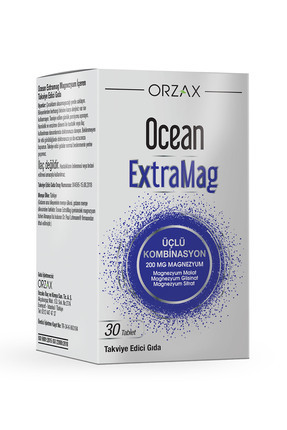 Ocean ExtraMag Üçlü Kombinasyon Magnezyum 200 mg Takviye Edici Gıda 30 Tablet