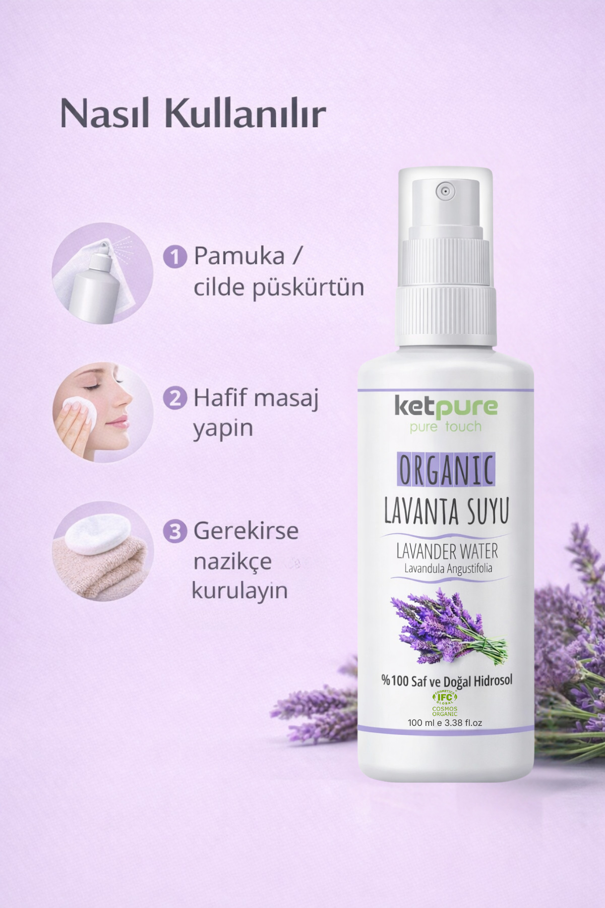 Organik Lavanta Suyu (Lavanta Hidrosolü) 100 ml – %100 Saf ve Doğal, Günlük Bakım İçin — LAVANTAHD — تصویر 4 از 5