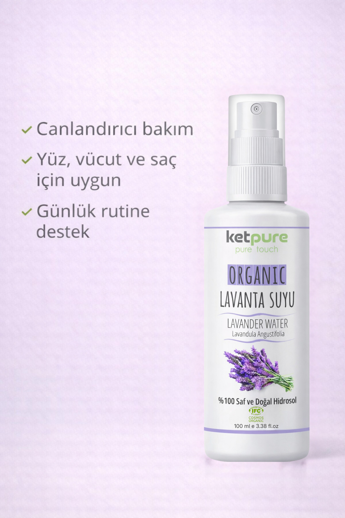 Organik Lavanta Suyu (Lavanta Hidrosolü) 100 ml – %100 Saf ve Doğal, Günlük Bakım İçin — LAVANTAHD — تصویر 2 از 5