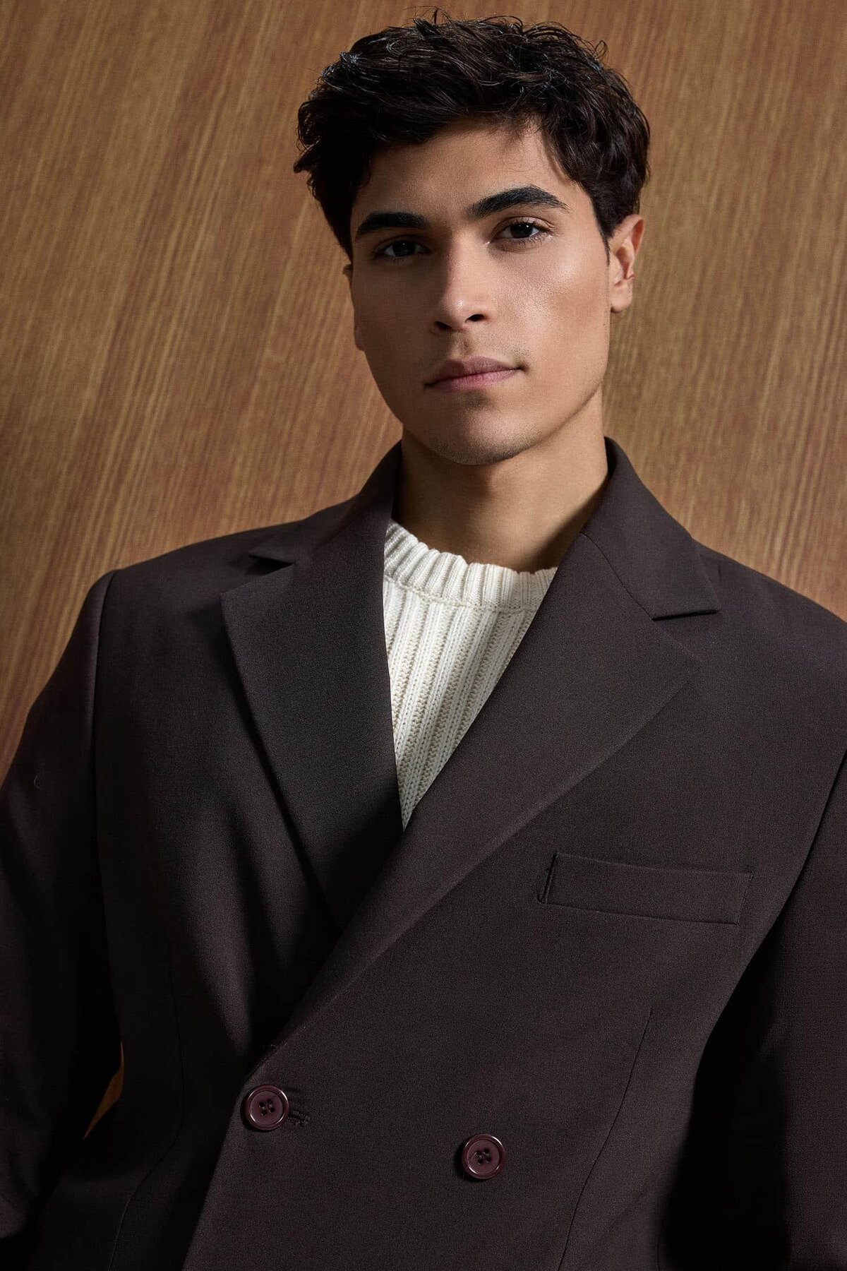 ablukaonline  Erkek Oversize Rahat Kalıp Kruvaze Takım Elbise Kahve - Görsel 4