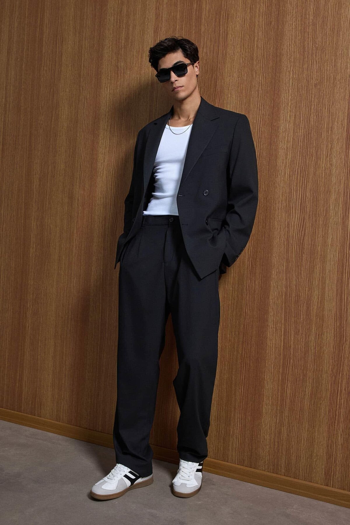ablukaonline  Erkek Oversize Rahat Kalıp Kruvaze Takım Elbise Siyah - Görsel 6