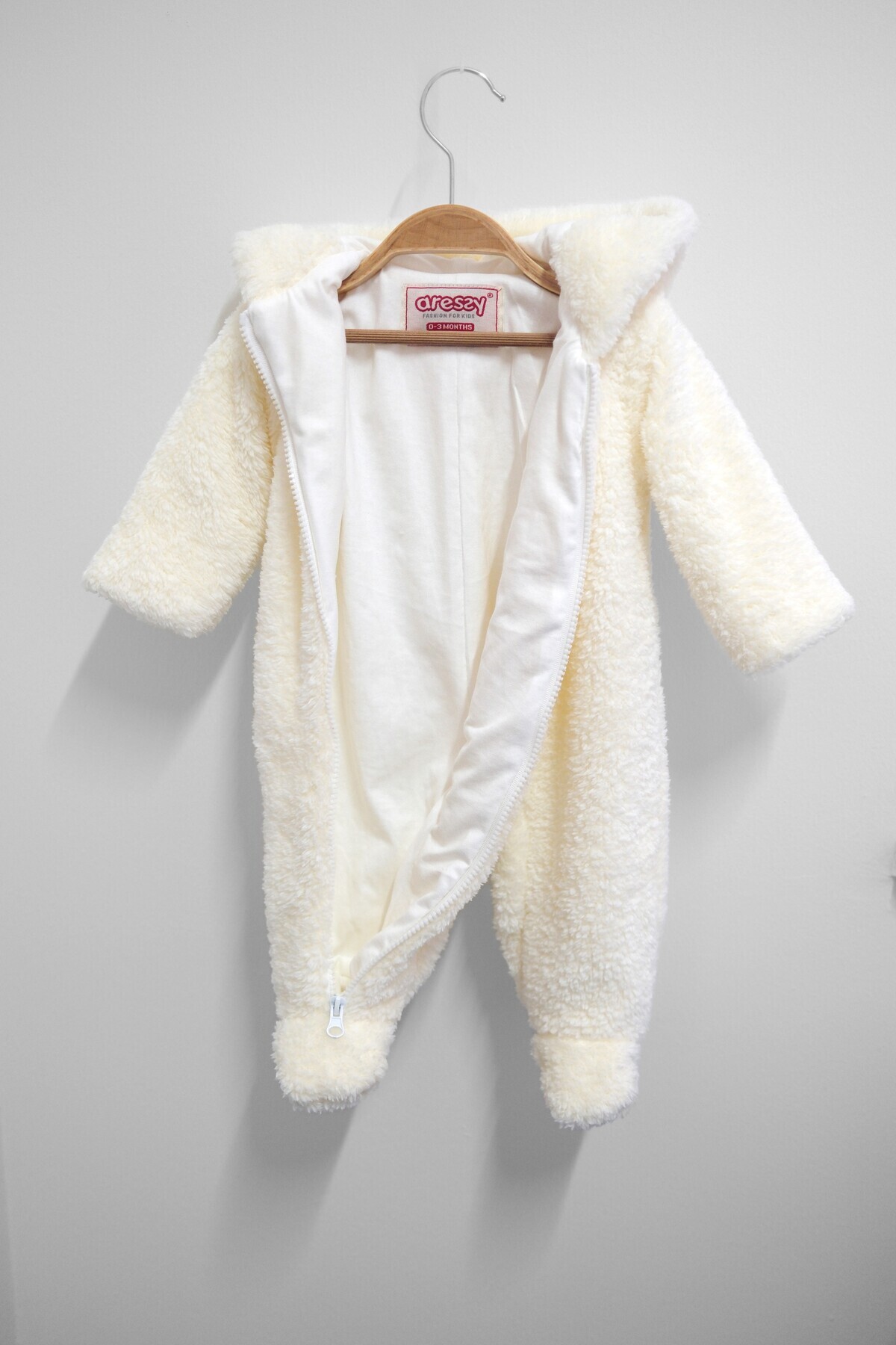 Aressy Welsoft Kapüşonlu Bebek Tulum Patikli Peluş Tulum Teddy Kemik Fermuarlı Uyku Tulum Pramsuit Kozmonot fotoğrafı 3 (önizleme)