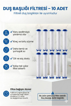 Plodna House Yedek Duş Başlığı Filtresi (10 Adet) – Kireç, Pas ve Tortu Önleyici