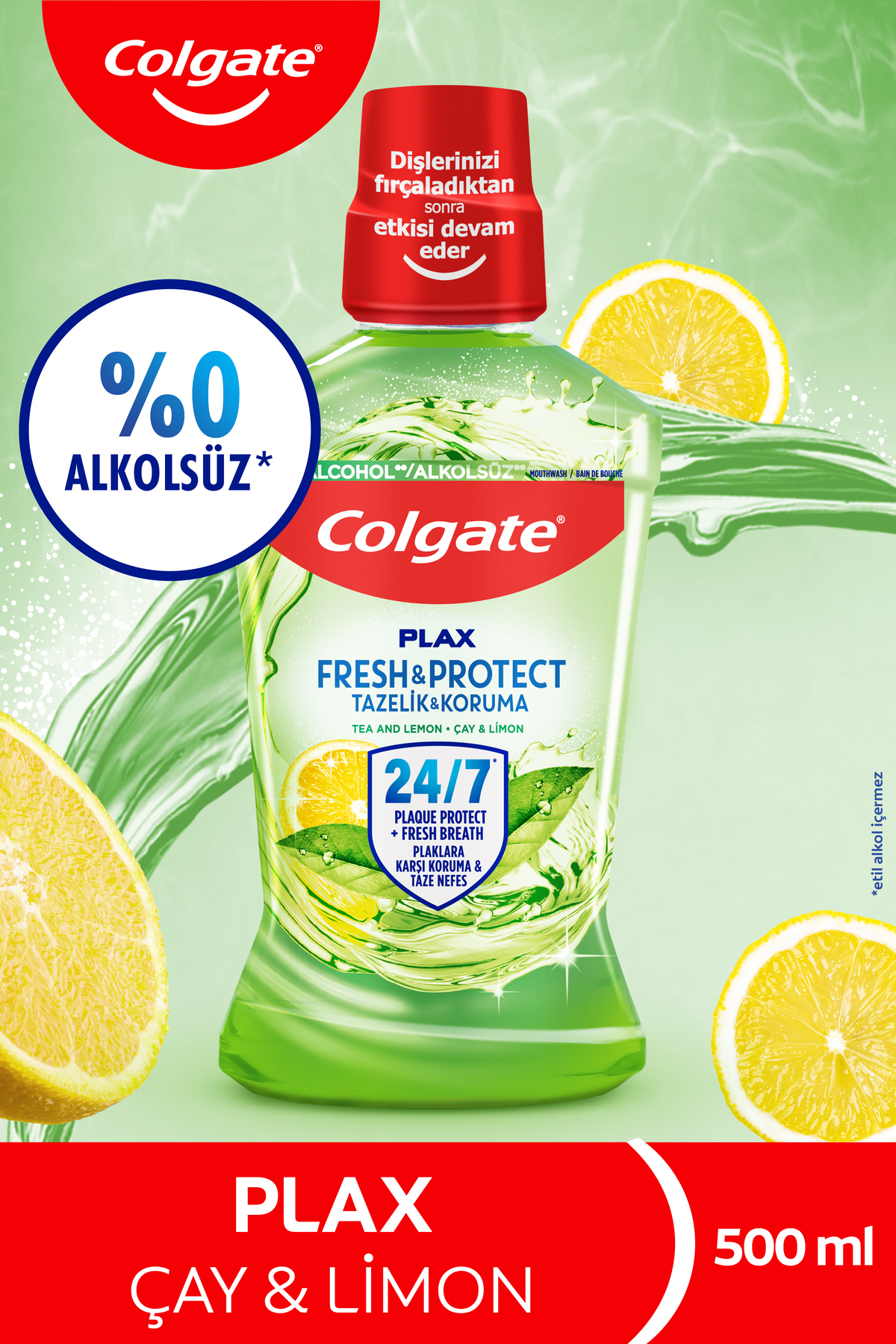 Colgate Plax Çay ve Limon Plağa Karşı Alkolsüz Ağız Bakım Suyu 500 ml - Fiyatı, Yorumları