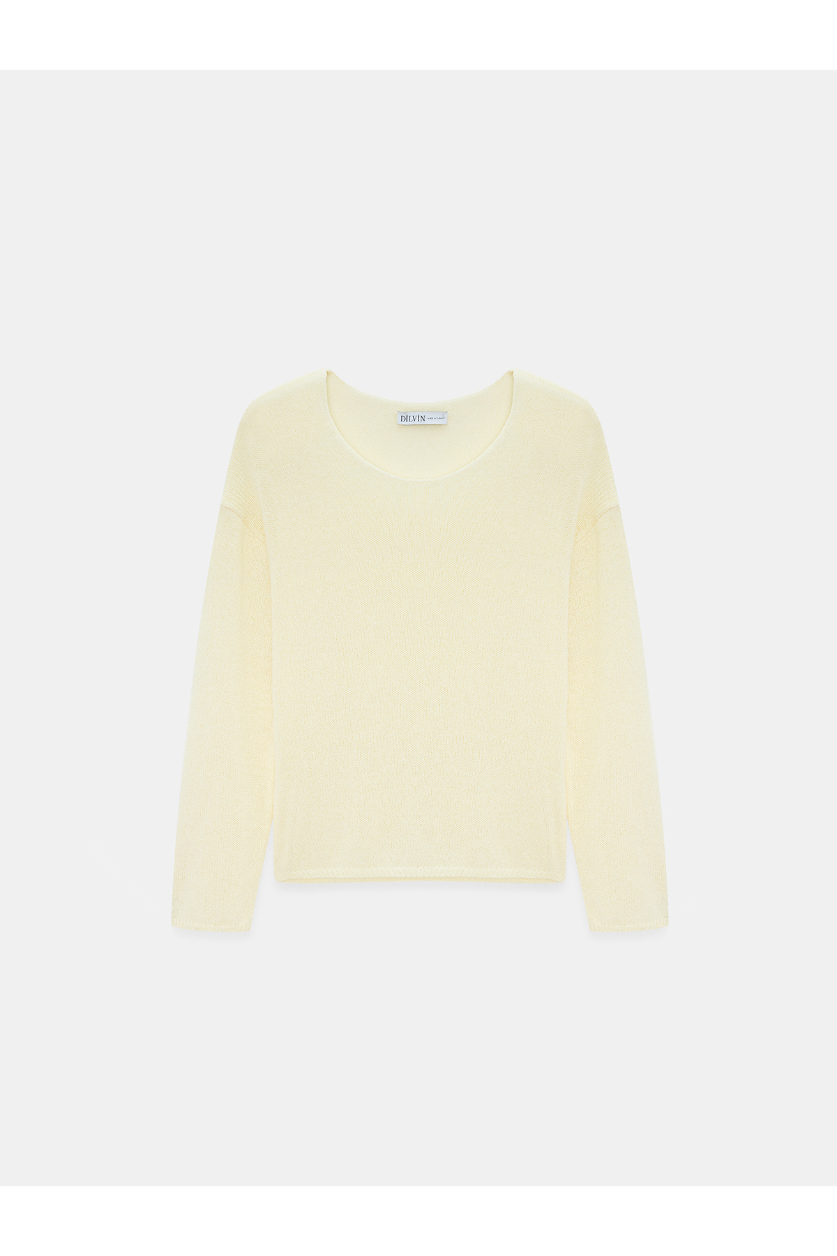 Dilvin  10706 Oval Yaka Yumuşak Dokulu Triko Kazak-Ekru - Görsel 6