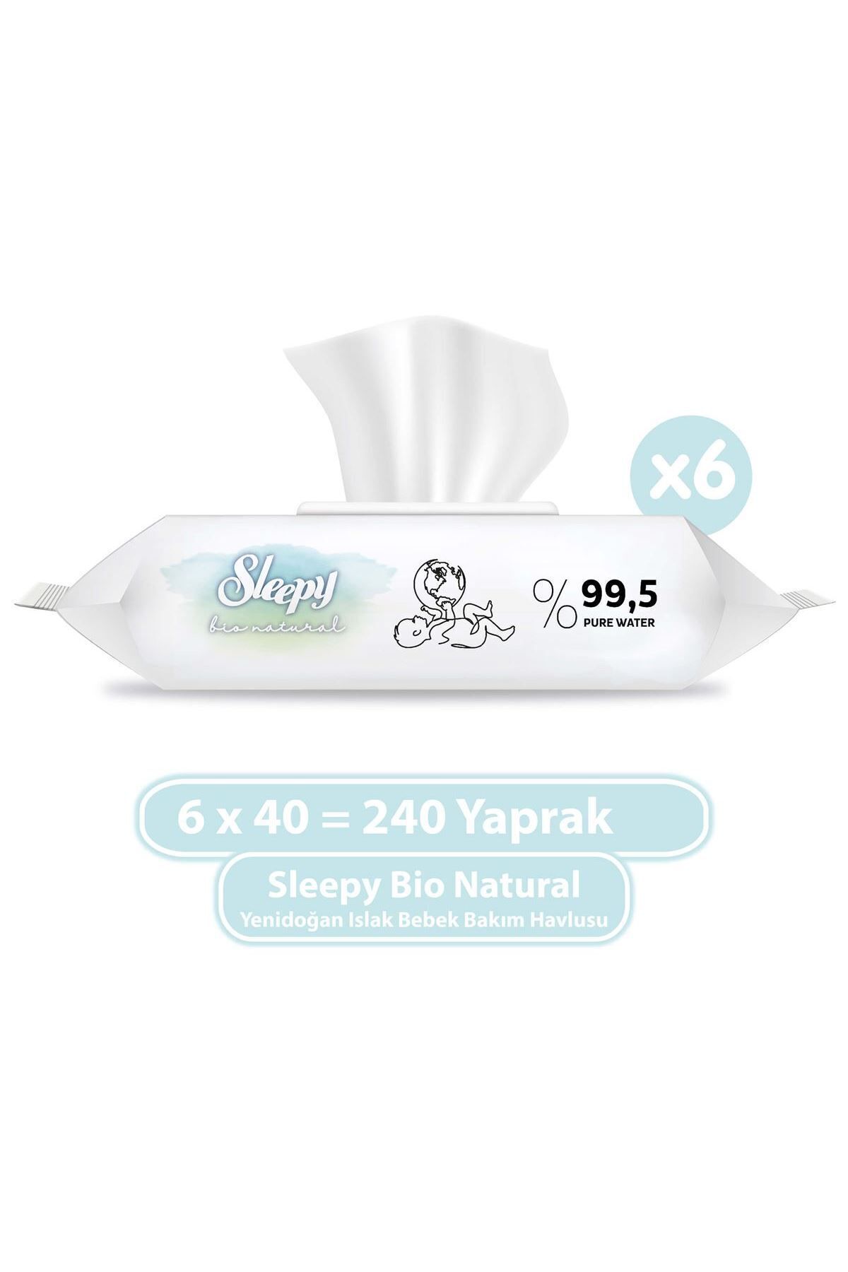 Sleepy Bio Natural Yenidoğan Islak Bebek Bakım Havlusu 6x40 (240 Yaprak) fotoğrafı 2 (önizleme)