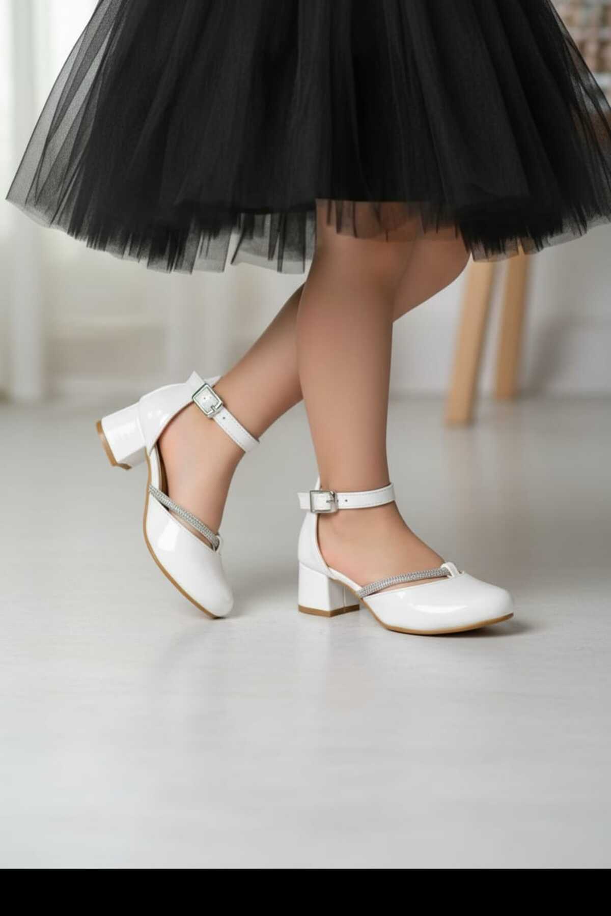 GIRL WHITE PATENT LEATHER COLOR STYLISH EVENING SHOES