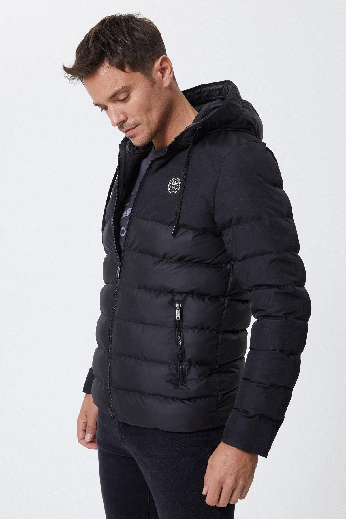Lee Cooper Devın Erkek Şişme Mont Siyah görsel 3