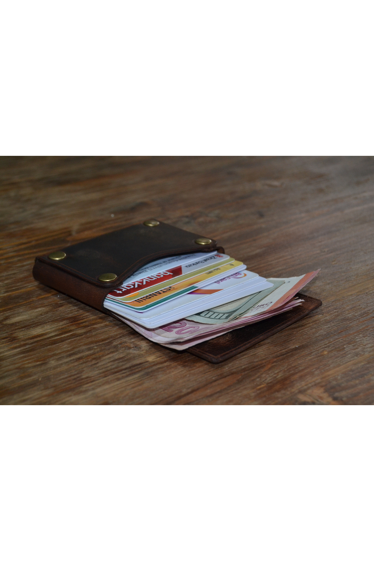 overcraft  Zeus Serisi Kişiye Özel Mıknatıslı Hakiki Deri El Yapımı Vintage Cüzdan Ve Kartlık Kart Kılıfı - Görsel 3