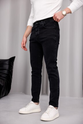 MODAMESTO Erkek Antrasit Slim Fit Likralı Dar Paça Kot Pantolon