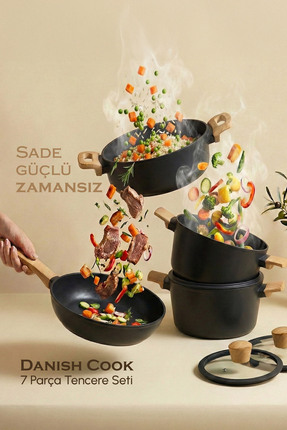 Perotti Danish Cook Black İndüksiyon Tabanlı 7 Parça Tencere Seti