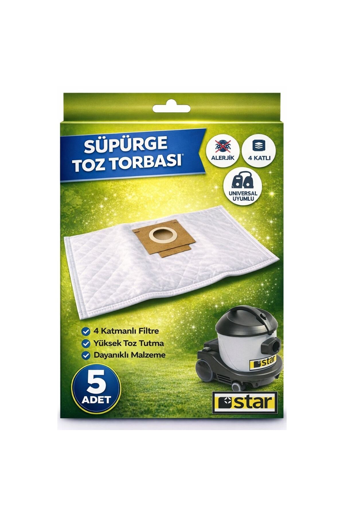 STAR MAKİNA Küçük Tip Elektrikli Süpürge Toz Torbası (5 ADET)