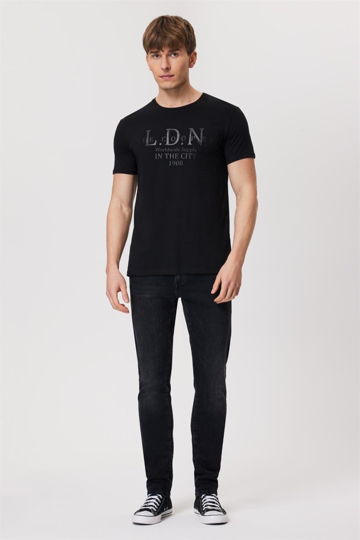 Lee Cooper Ellery Men's 100% Cotton O-Neck T-Shirt Black