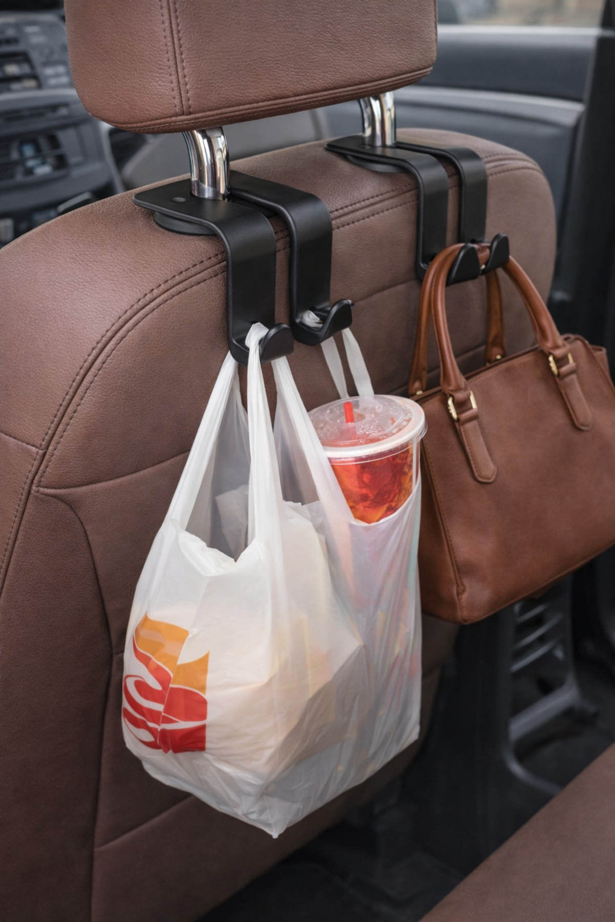 AutoFresh 2 ADET ARABA KOLTUK ARKASI KANCA ÇOK FONKSİYONLU TELEFON TUTUCU ARAÇ ÇANTA ASKISI fotoğrafı 6 (önizleme)