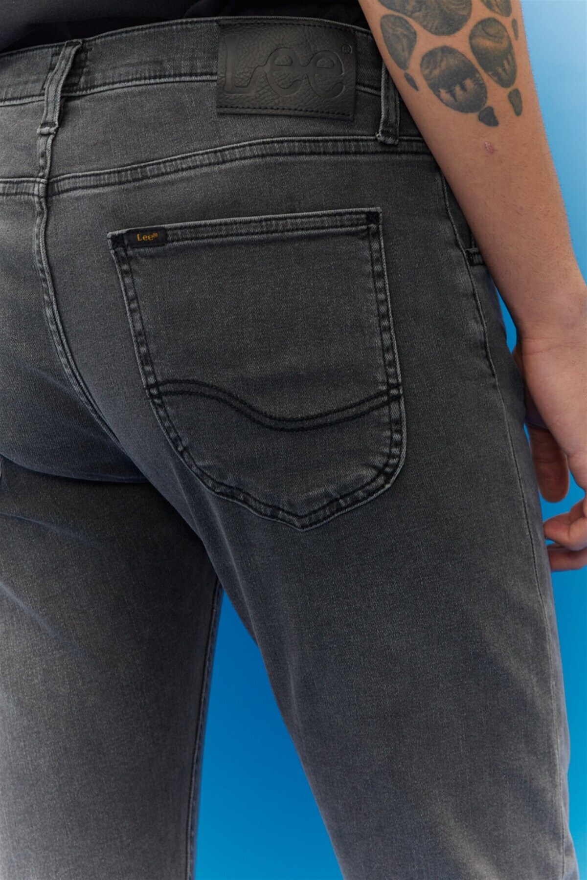 Lee  Luke Slim Tapered Dar Kesim Düşük Bel Antrasit Esnek Jean Kot Pantolon - Görsel 5