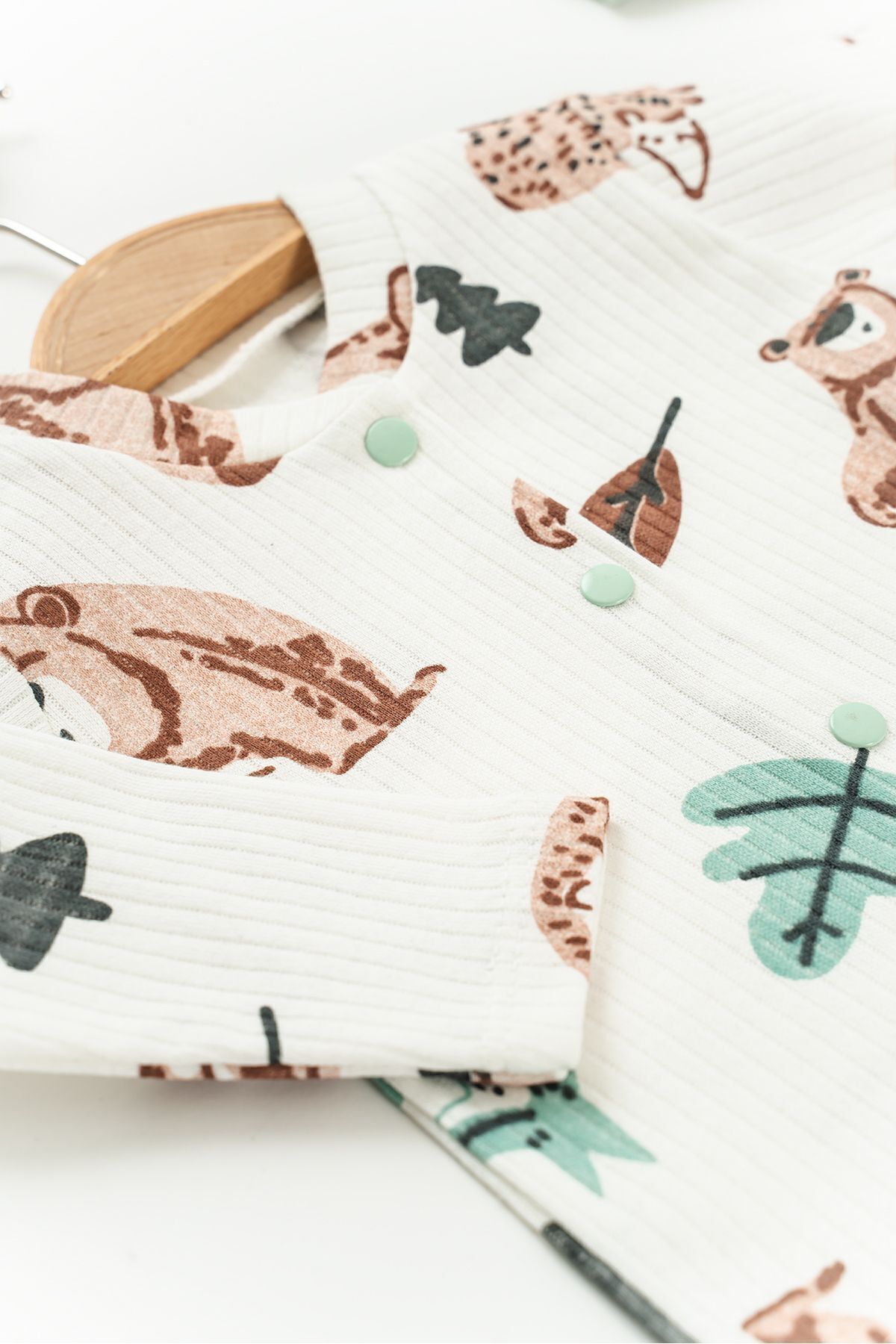 NEU KIDS Hastane Çıkışı 100% Pamuk Ayıcık Baskılı Yenidoğan 5li Set Bebek Kıyafeti fotoğrafı 4 (önizleme)