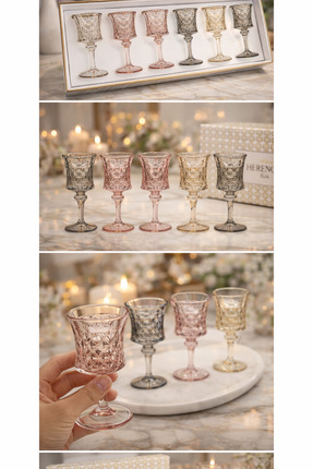 ZORENSA 6 Renkli Ayaklı Kahve Yanı Su Bardağı Seti – Şık ve Fonksiyonel Tasarım