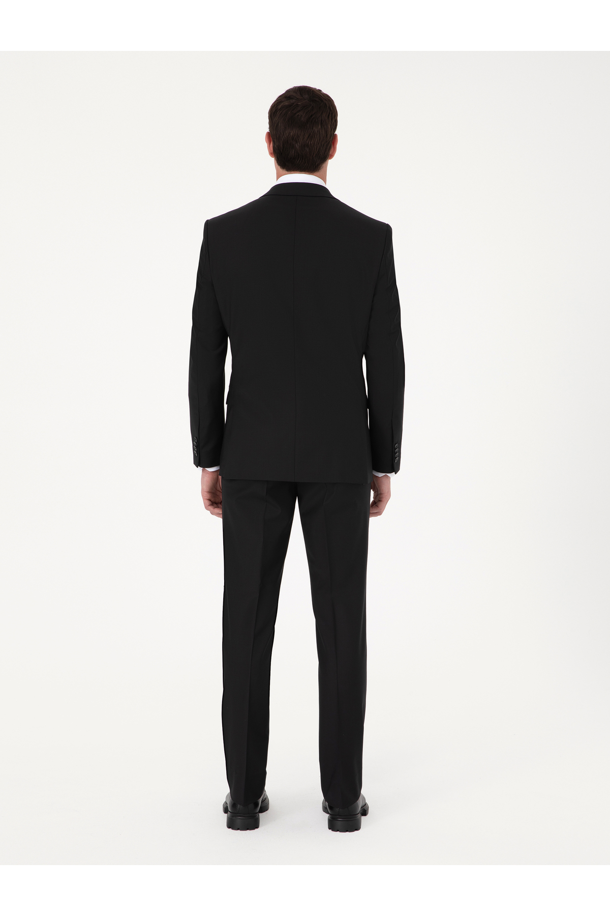Cacharel Siyah Slim Fit Yün Karışımlı Mikro Desenli Takım Elbise 50318023-VR046 görsel 5