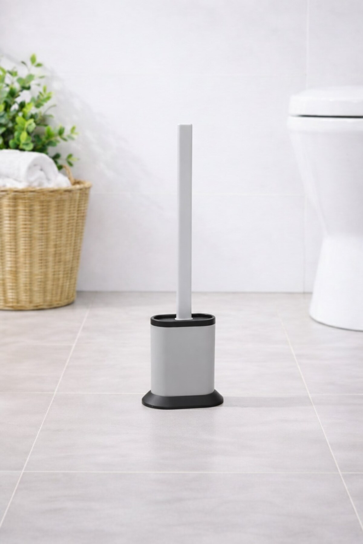Silicone Toilet Brush Practical Silicone WC Toilet Brush Oval Grey S-210