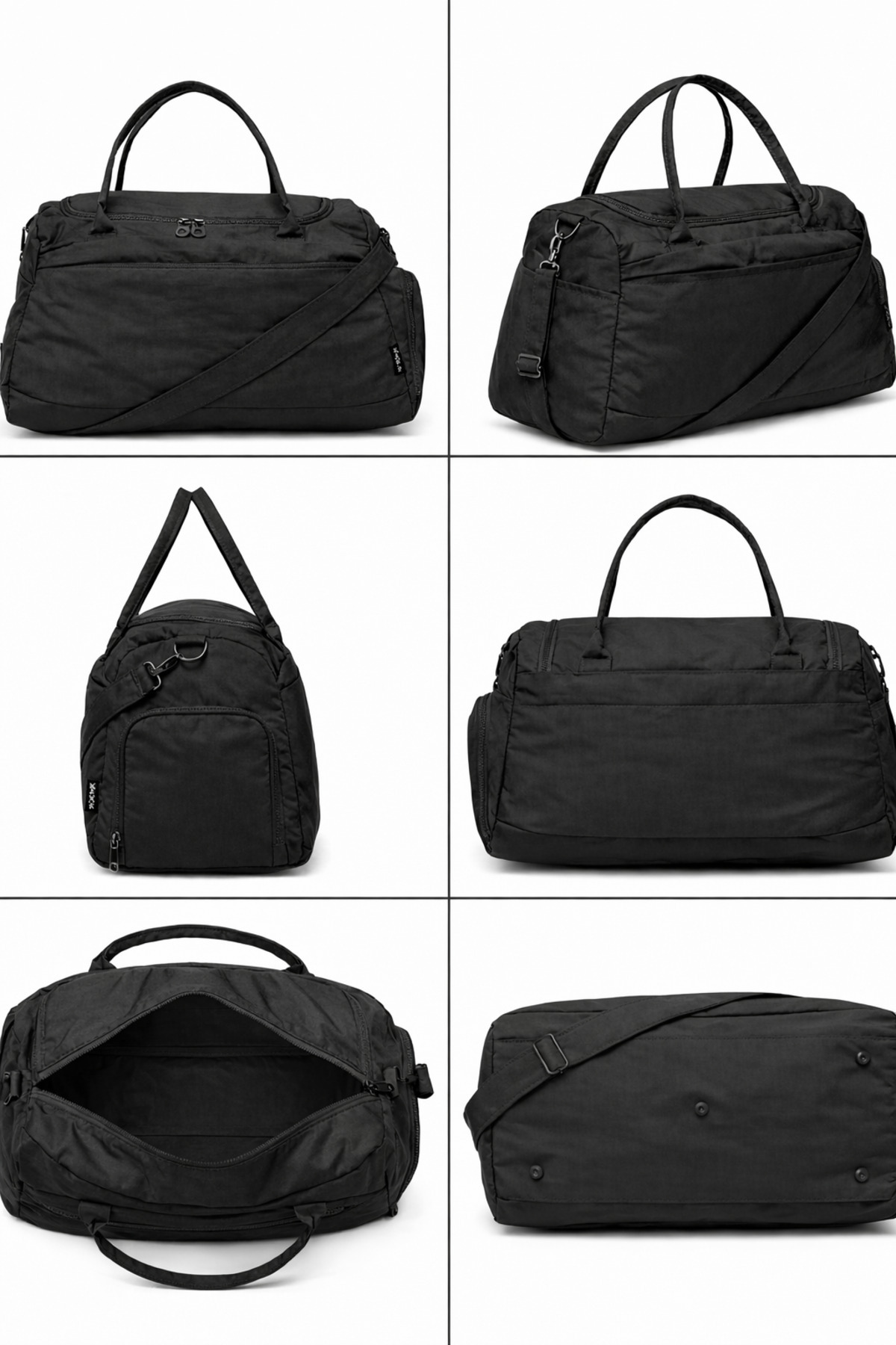 KAFF  Siyah Krinkıl Kumaş Ayakkabı Bölmeli 0818 Önü Cepli Su Geçirmez Omuz Askılı Spor Ve Seyahat Çantası - Görsel 6