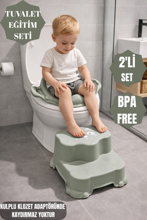 PONÇİK STORE Çocuklar Için Tuvalet Eğitim Seti- Kaydırmaz Basamak& Kulplu Klo...