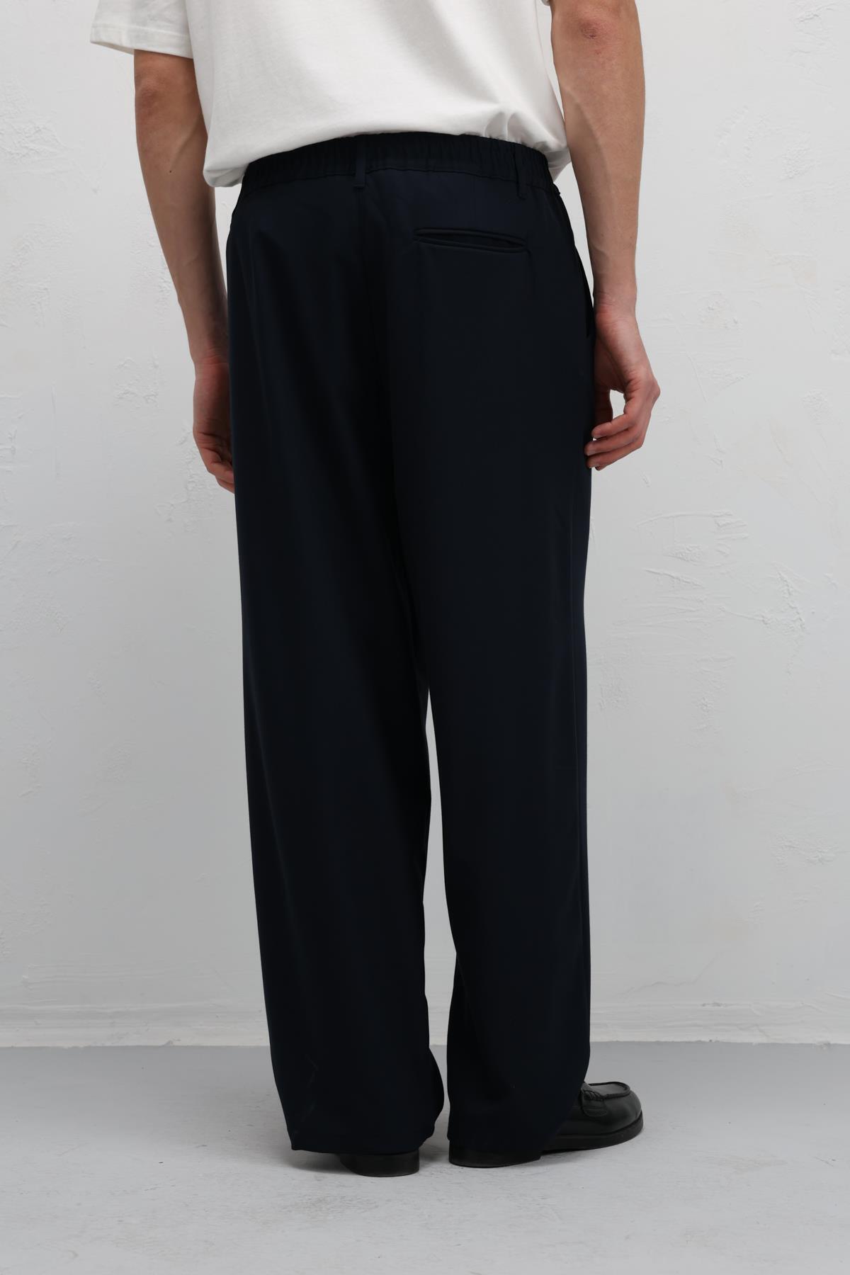 VAMOSCLO Baggy Fit Kumaş Pantolon Lacivert görsel 7